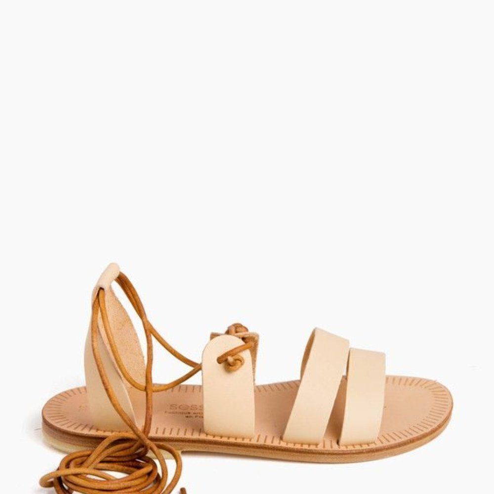 French lace up flat sandals gladiator style